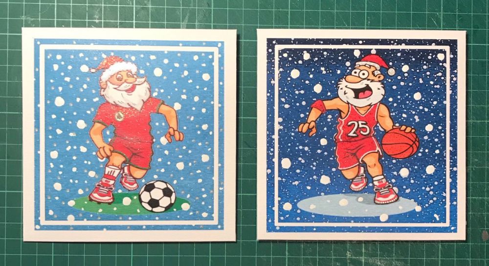 BIGLIETTI NATALE PERSONALIZZATI AL 14 TEMA BABBO NATALE SPORTIVO