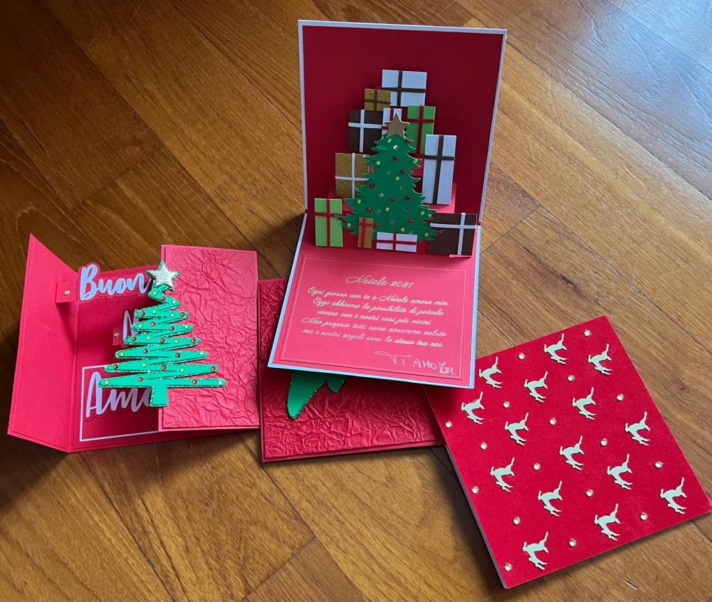 BIGLIETTI NATALE PERSONALIZZATI AL 14 TEMA ALBERO POPUP